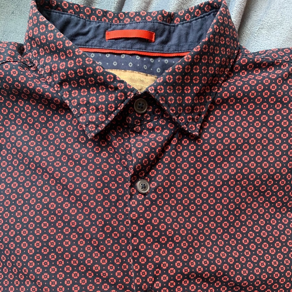 Denim & flower button down long sleeve shirt